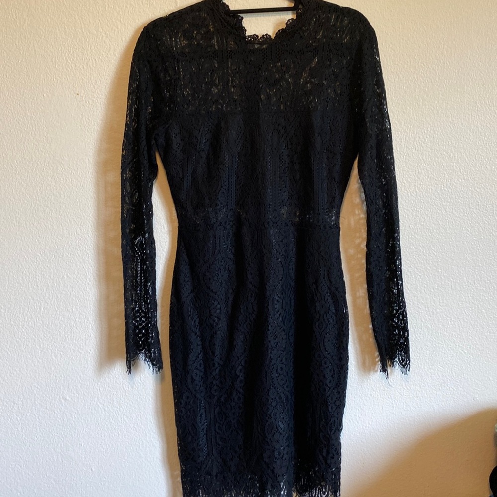Black long sleeve dress with lace